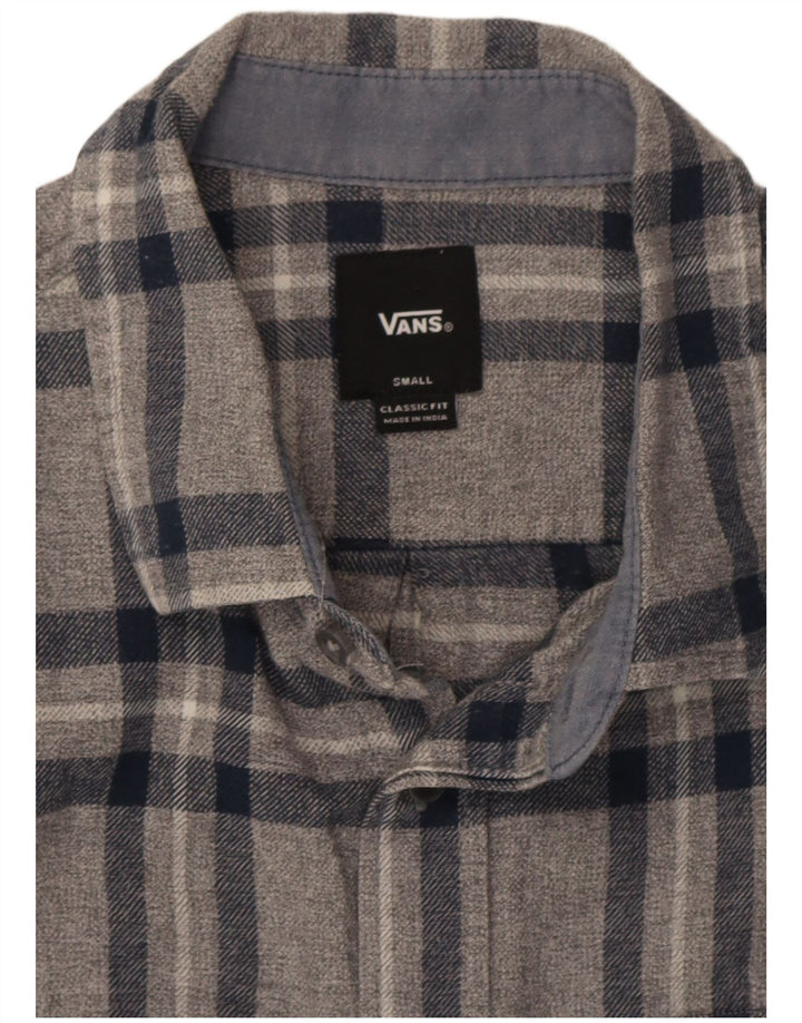 Męska koszula flanelowa Vans o klasycznym kroju, mała, szara, bawełniana krata