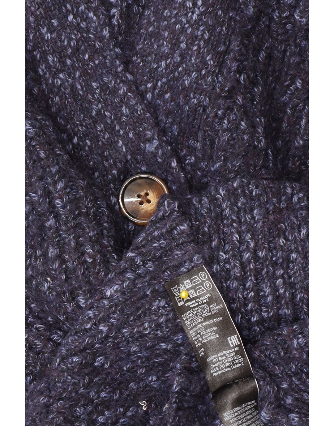 Marks & Spencer Damski sweter oversize UK 14, średni niebieski, nakrapiany