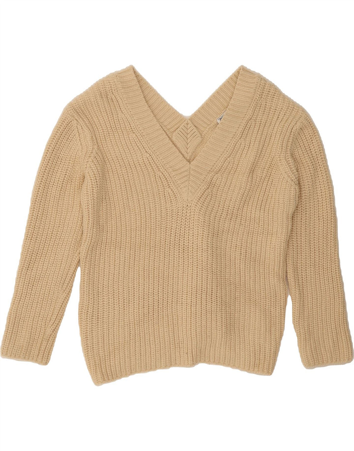 ZARA Womens V-Neck Jumper Sweater UK 14 Medium Beige Vintage Zara and Second-Hand Zara from Messina Hembry 