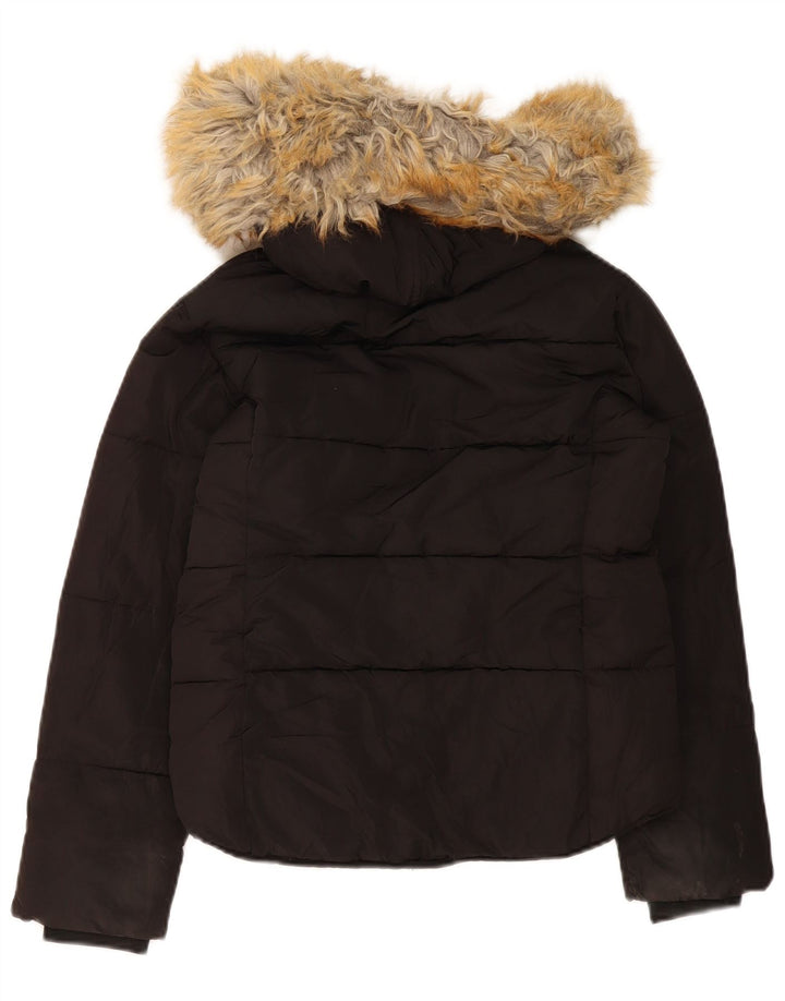 Damska kurtka z kapturem, oversize, wyściełana Topshop UK 4 XS, czarny poliester