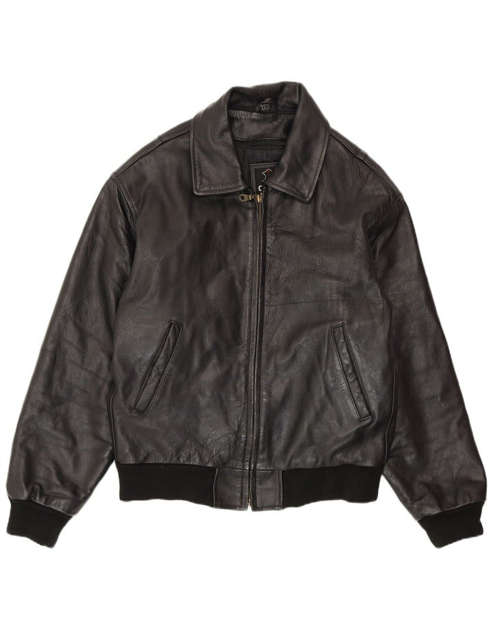 Męska kurtka skórzana VINTAGE UK 40 duża czarna skóra