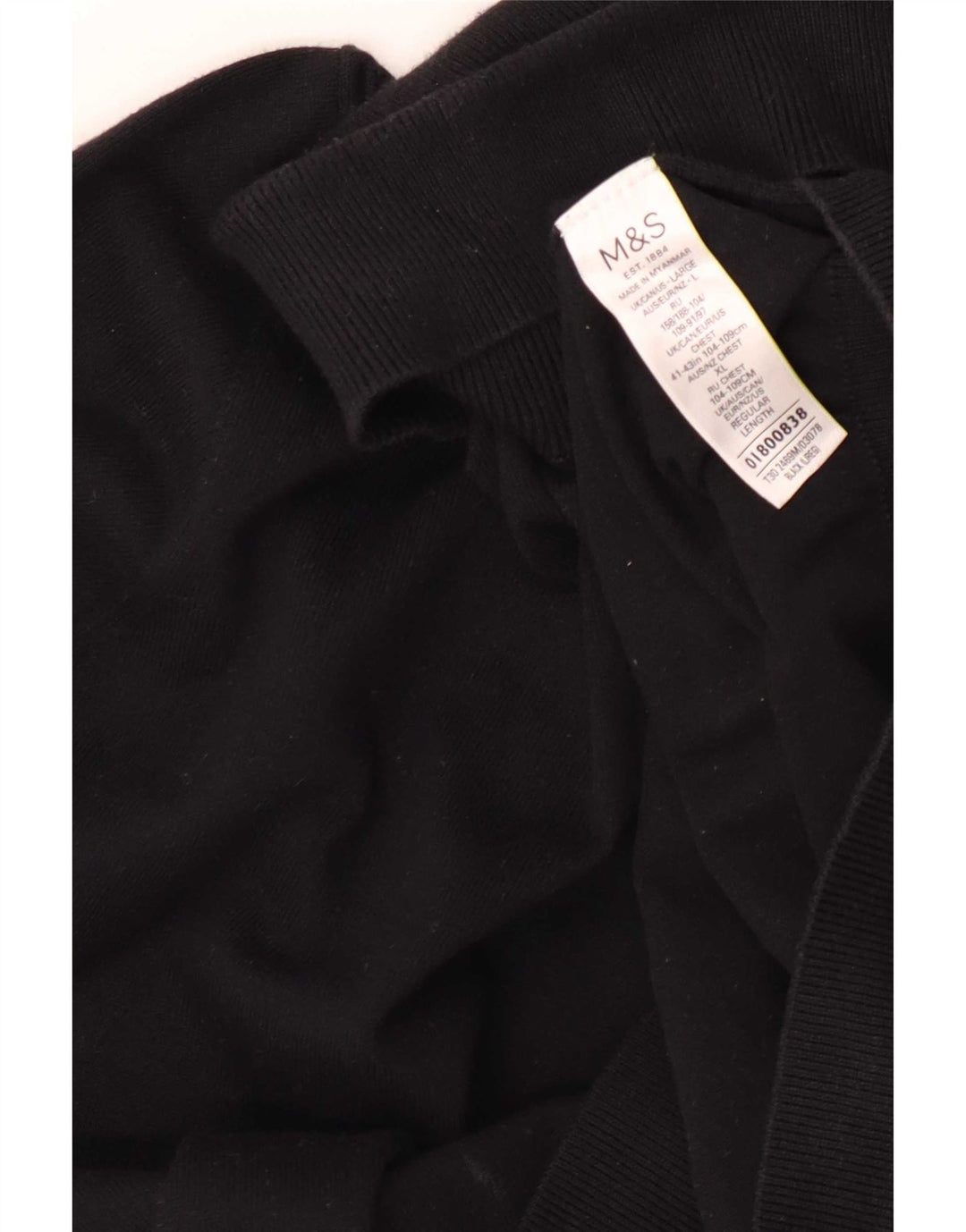 Marks & Spencer Męski sweter z golfem, duży, czarny, bawełniany