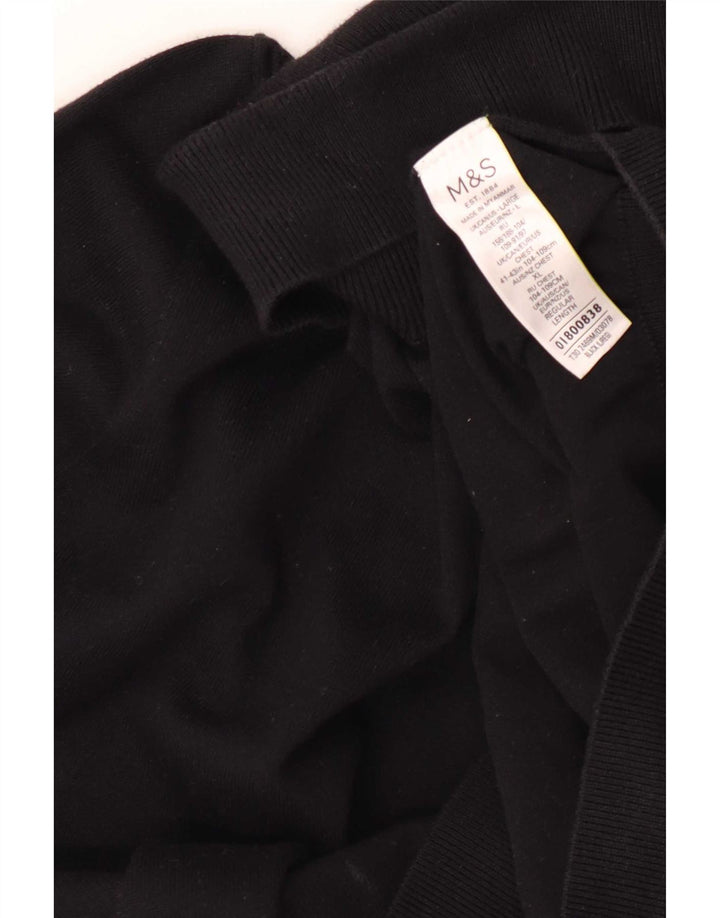 Marks & Spencer Męski sweter z golfem, duży, czarny, bawełniany