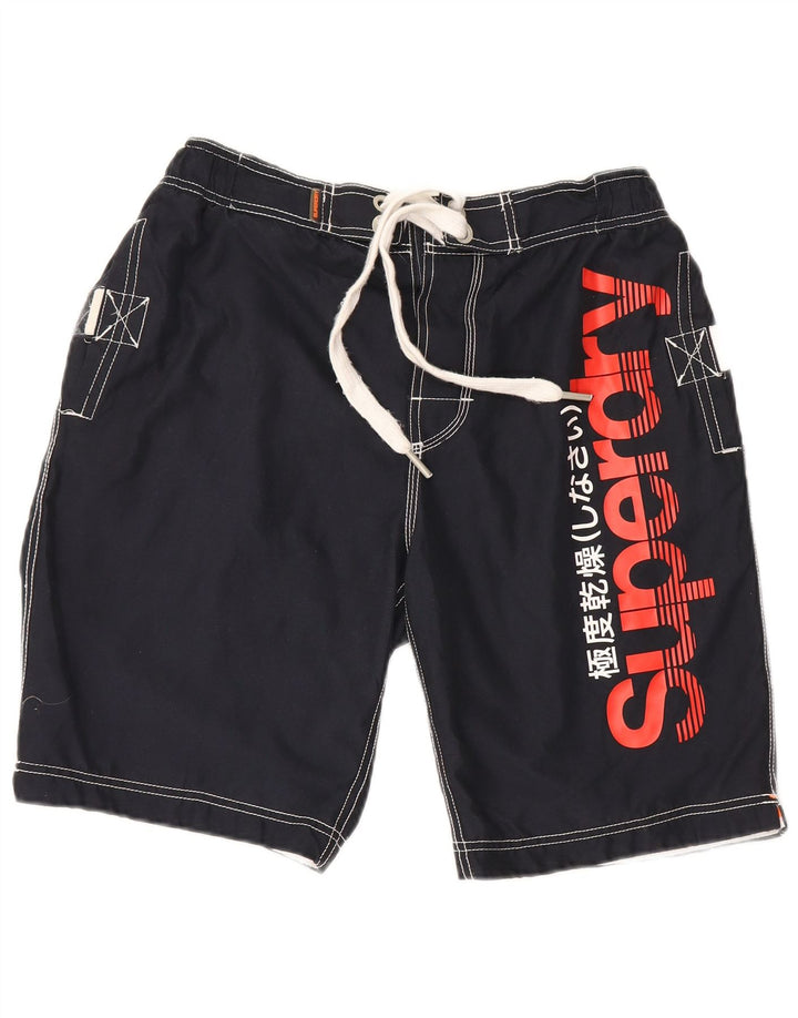 Męskie spodenki kąpielowe Superdry Graphic Regular, duży granatowy poliester