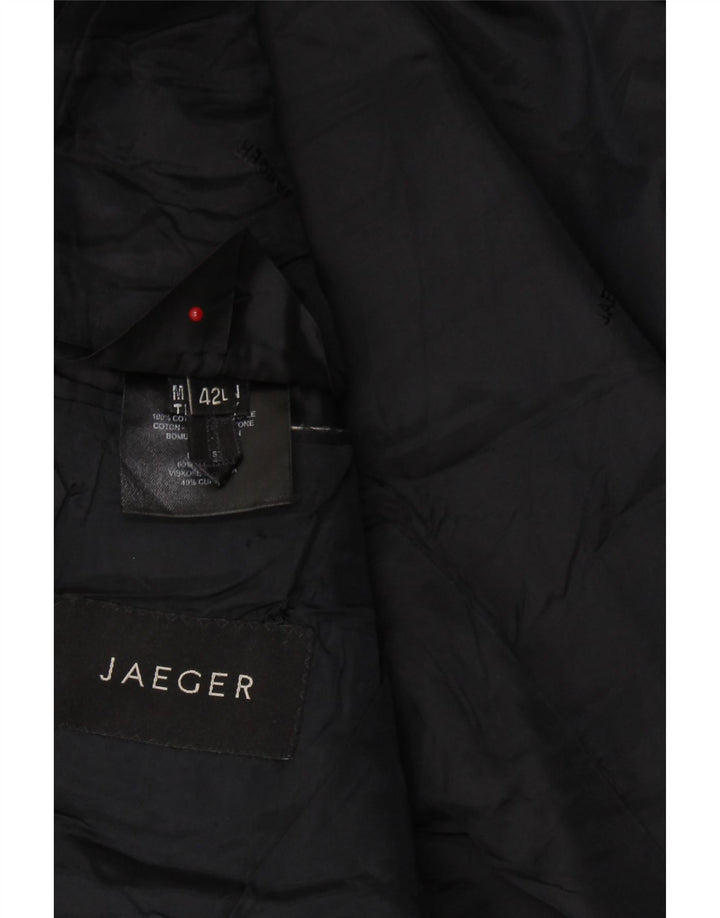 JAEGER Mens 2 Button Blazer Jacket UK 42 XL Black Cotton Vintage Jaeger and Second-Hand Jaeger from Messina Hembry 