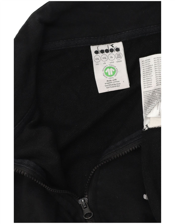 DIADORA Mens Tracksuit Top Jacket 2XL Black Colourblock Cotton