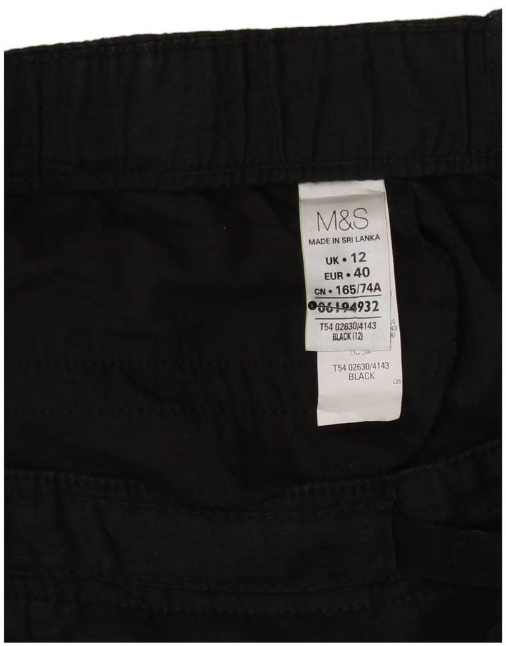 Marks & Spencer Damska prosta spódnica UK 12 Medium W32 Czarna lniana