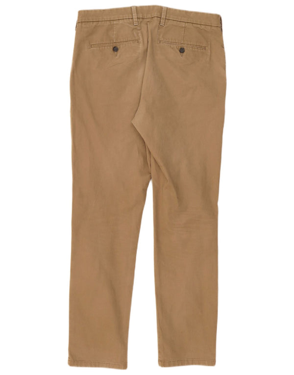 Marks & Spencer Mens Slim Chino Trousers W34 L31 Beige Cotton