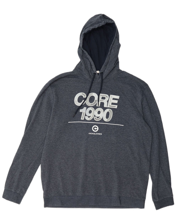 Męski sweter z kapturem Jack & Jones, 2XL, niebieski, bawełniany