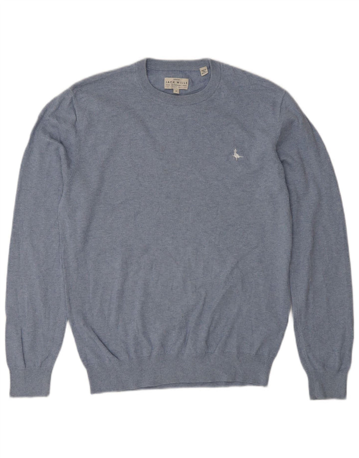Jack Wills Męski sweter z okrągłym dekoltem, mały, niebieski, bawełniany