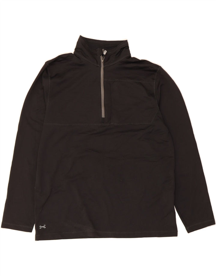 IZOD Mens Big & Tall Zip Neck Pullover Tracksuit Top XL Black Polyester Vintage Izod and Second-Hand Izod from Messina Hembry 
