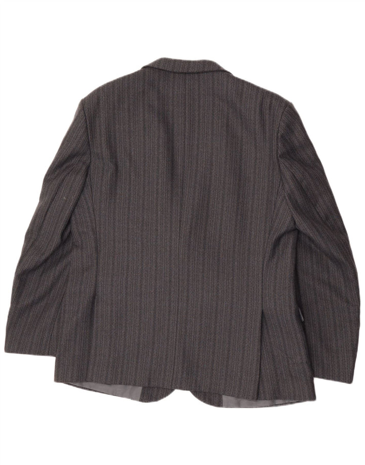 Vintage męska marynarka zapinana na 2 guziki UK 44 2XL Szary terylen w paski