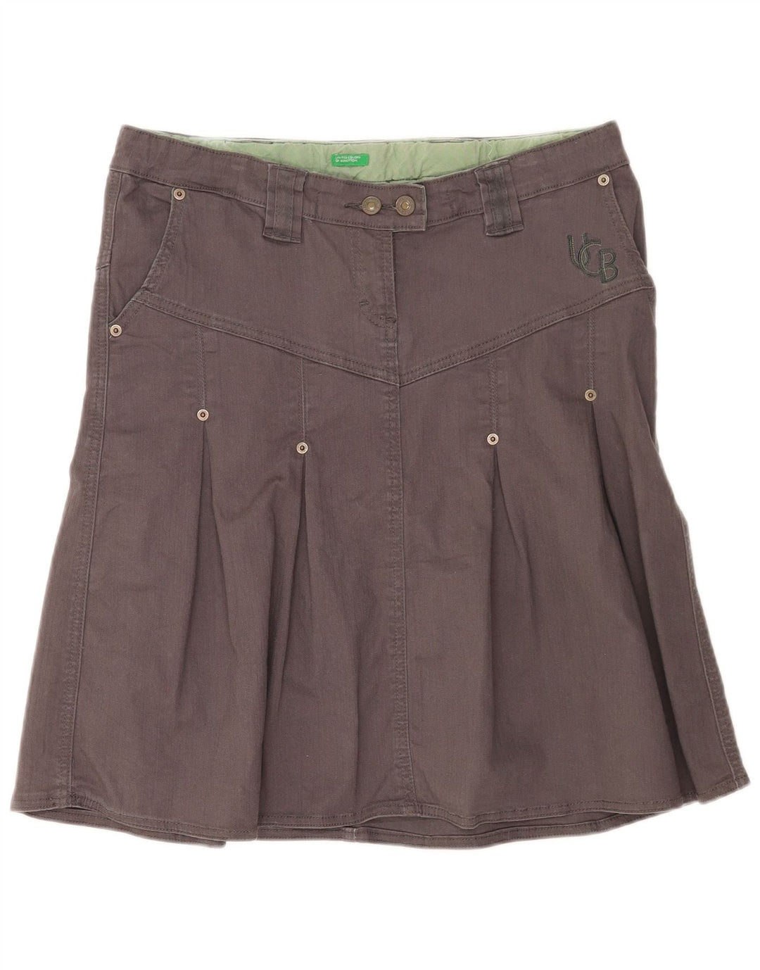 Spódnica damska Benetton w kształcie litery A, mała W32, szara bawełna
