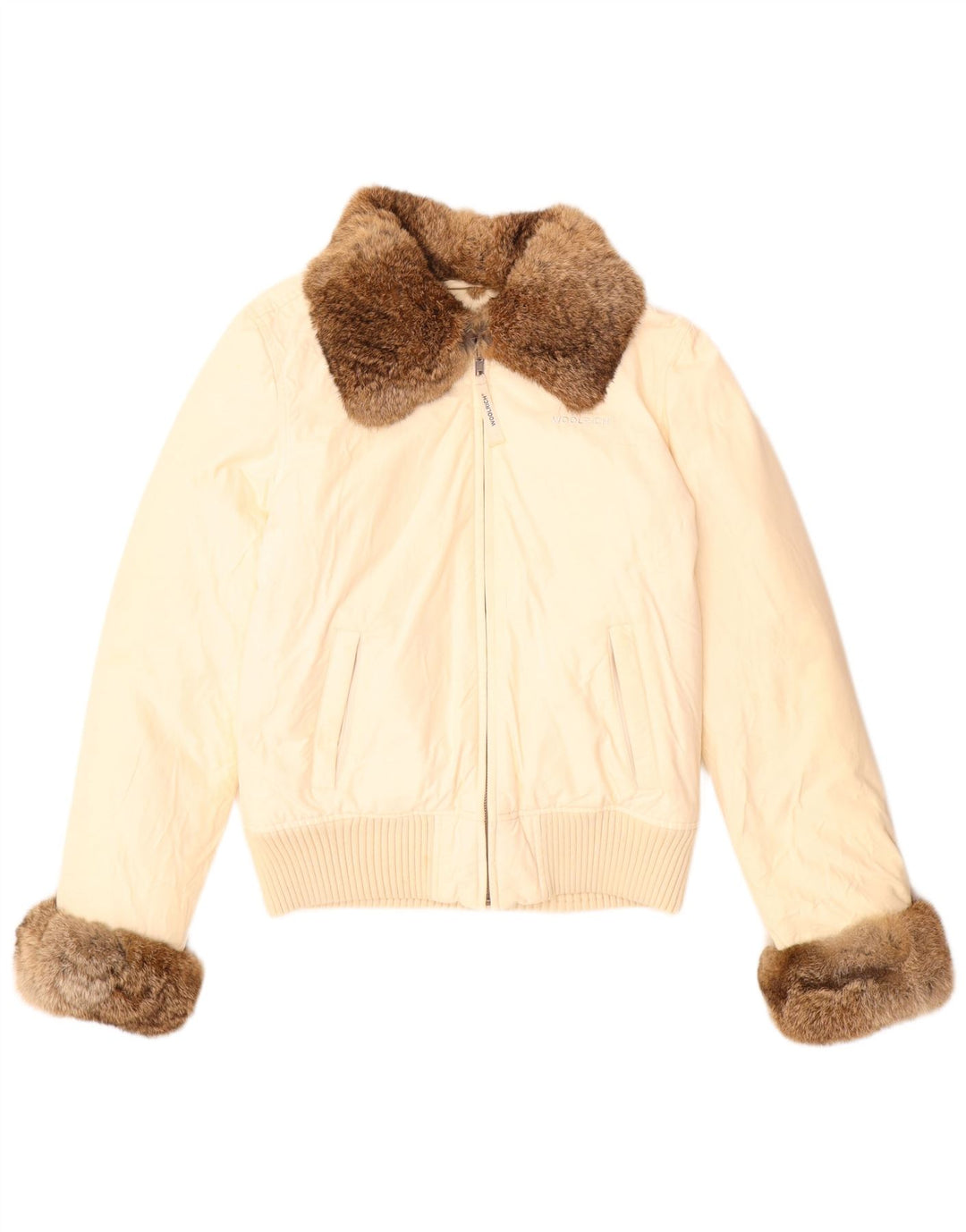 Damska ocieplana kurtka Woolrich UK 10 Small, beżowa, bawełniana