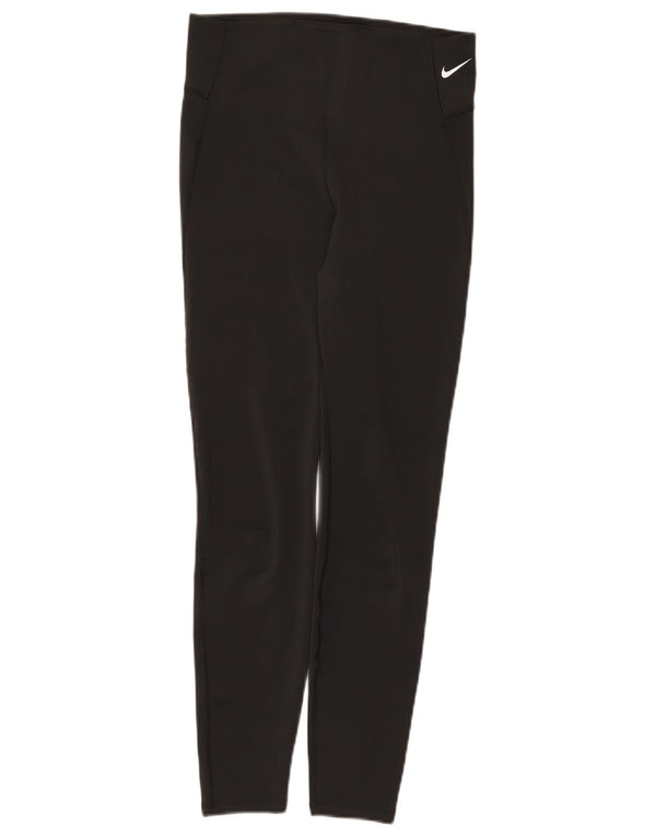 Nike Womens Dri Fit Leggings UK 12 Medium Black Polyester