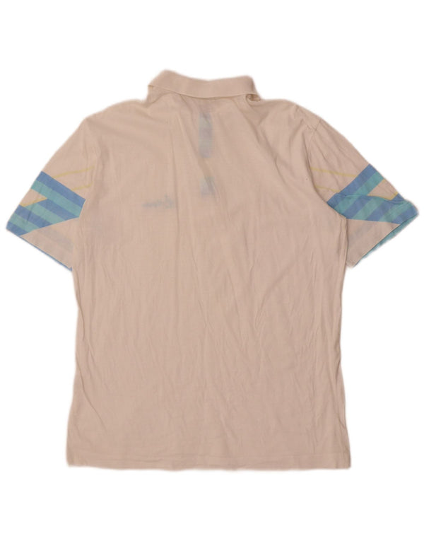 AUSTRALIAN L'ALPINA Mens Polo Shirt IT 46 Small White Colourblock Cotton