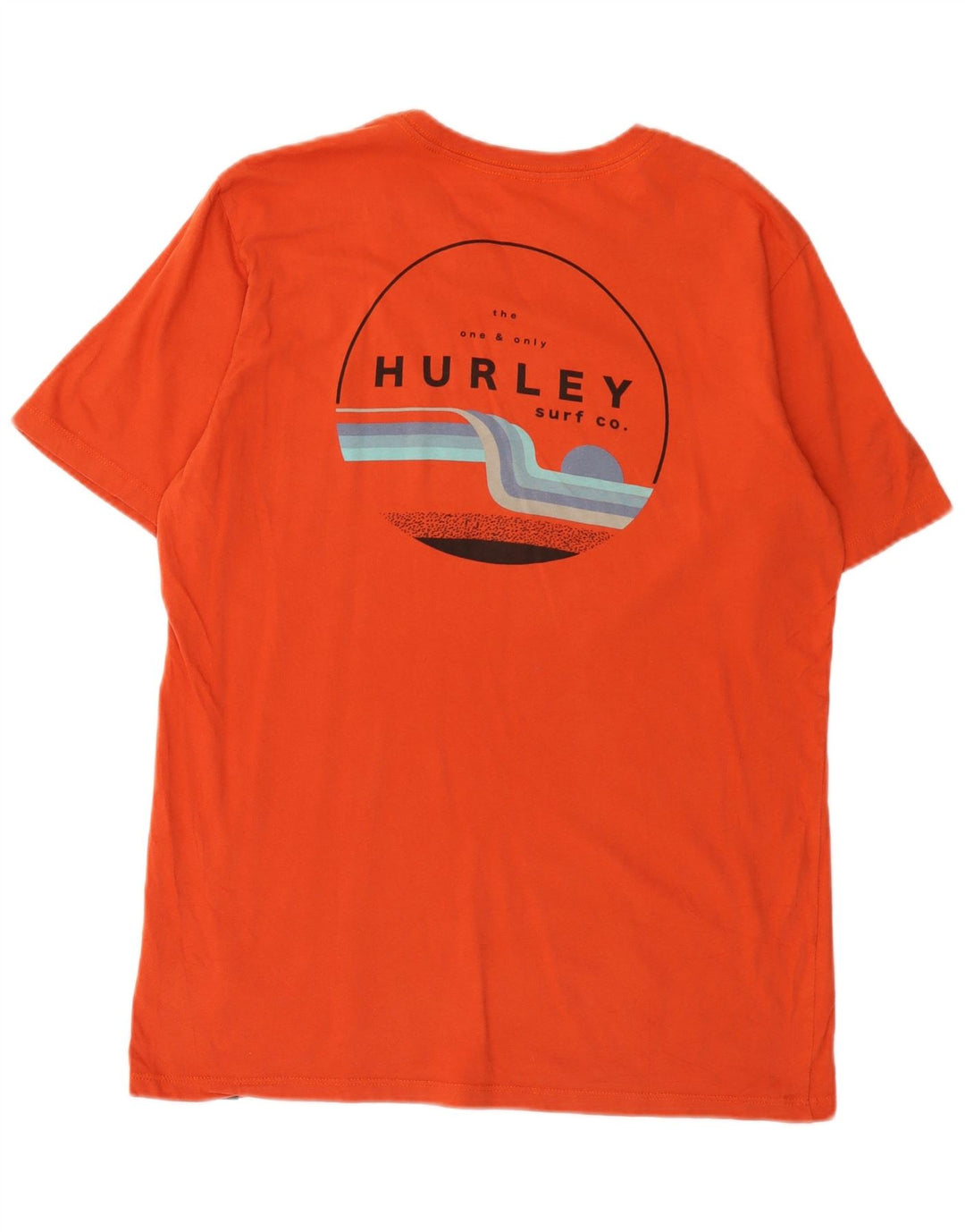 Męski T-shirt z grafiką HURLEY, mały, pomarańczowy, bawełniany