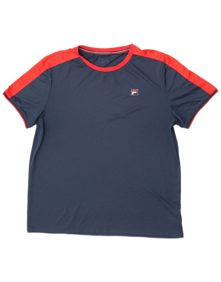 T-shirt męski Fila Top 2XL Granatowy poliester z blokami kolorów