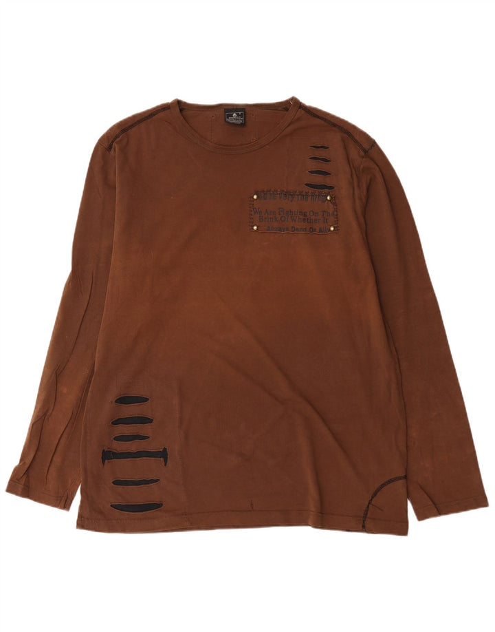 Bromfield Męski top z długim rękawem 2XL, brązowa bawełna
