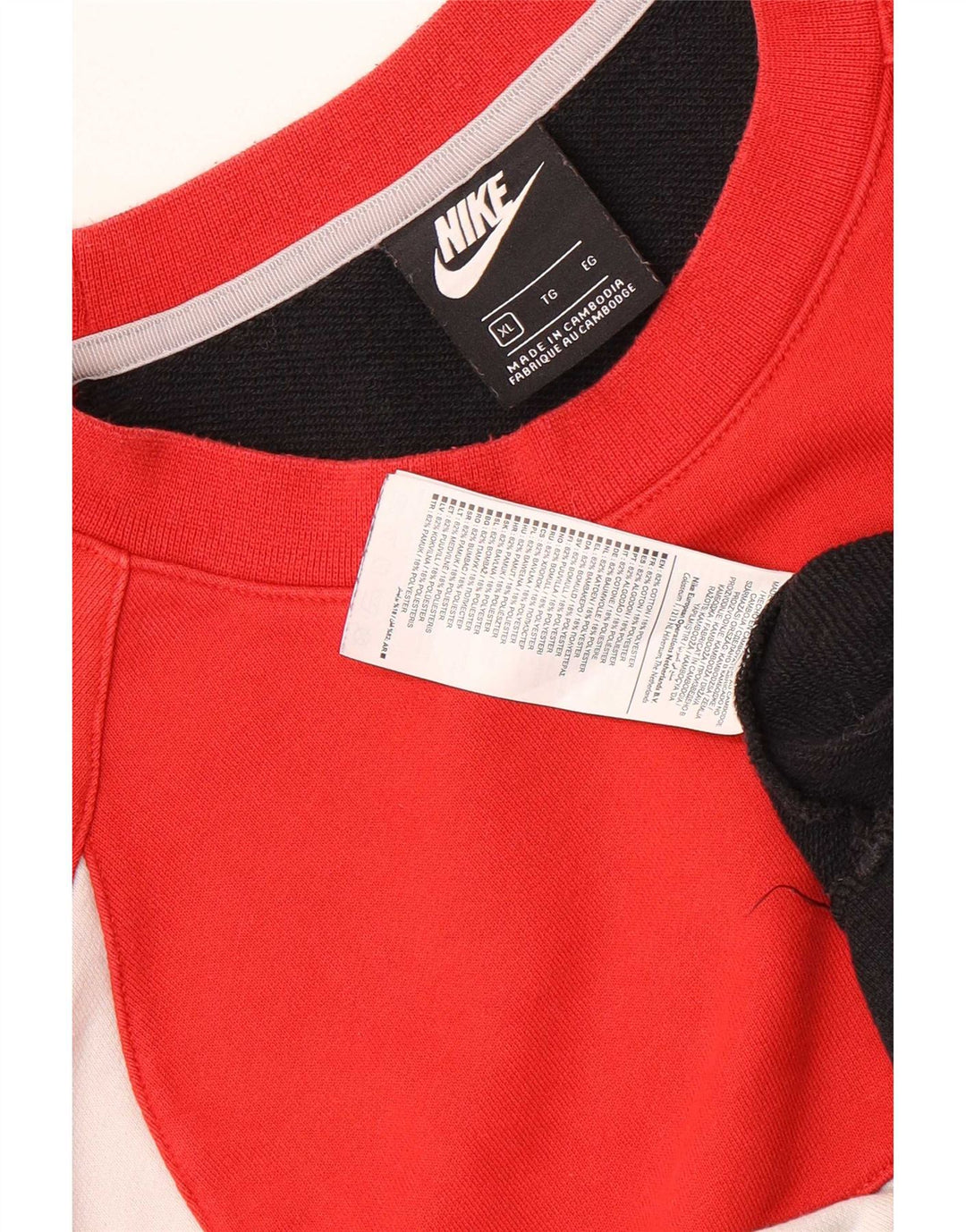 Męska bluza z grafiką Nike, XL, czerwona, z blokami kolorów, bawełniana