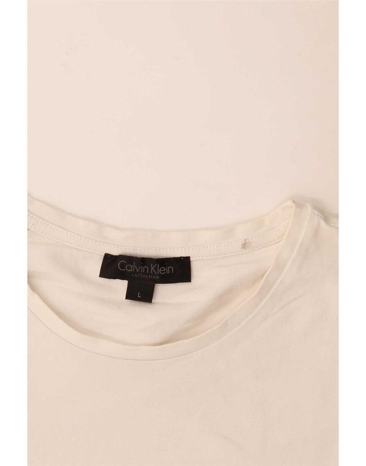 Damska koszulka z grafiką Calvin Klein, duża, biała