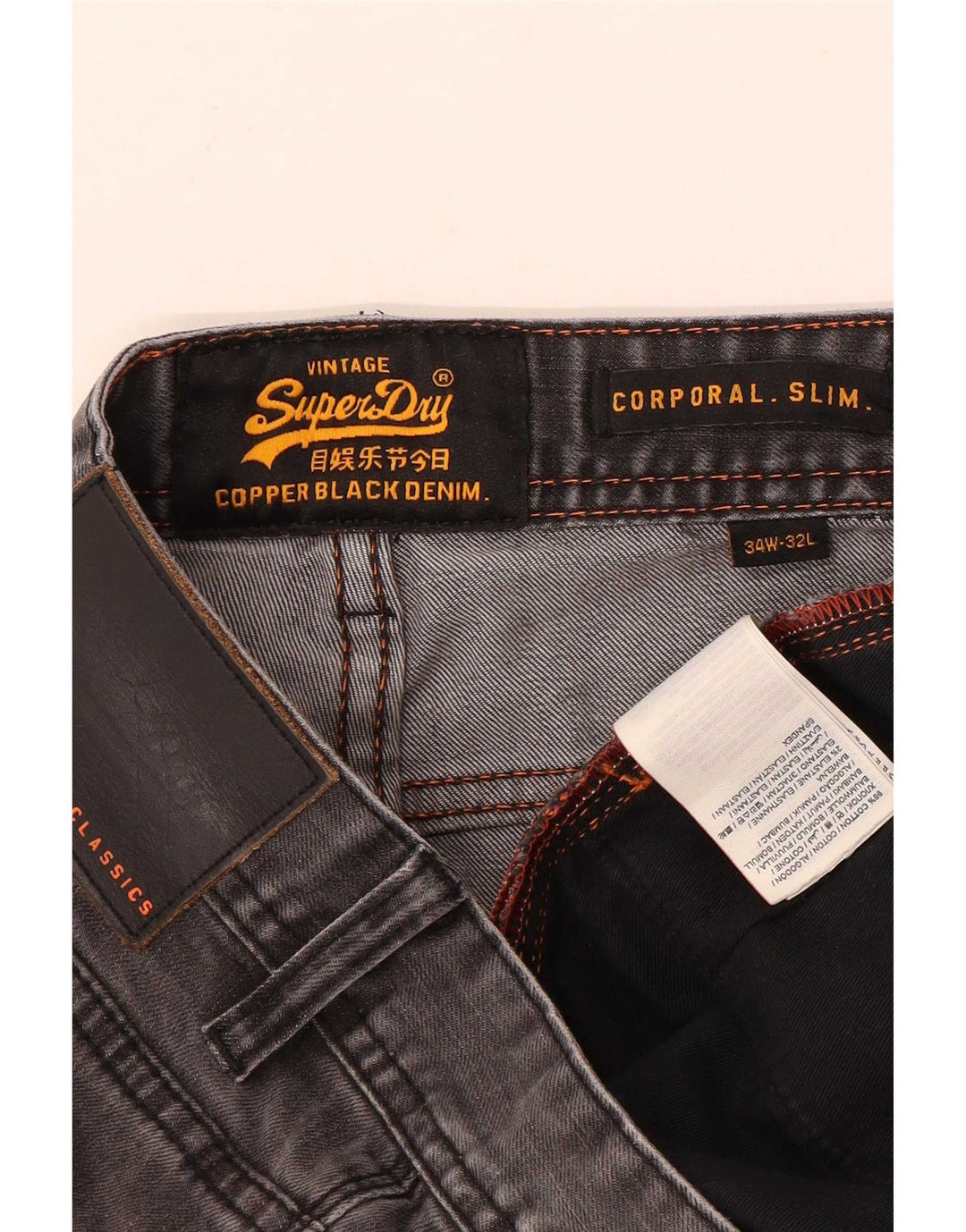 Męskie dżinsy Superdry Corpporal W34 L32 Szara bawełna