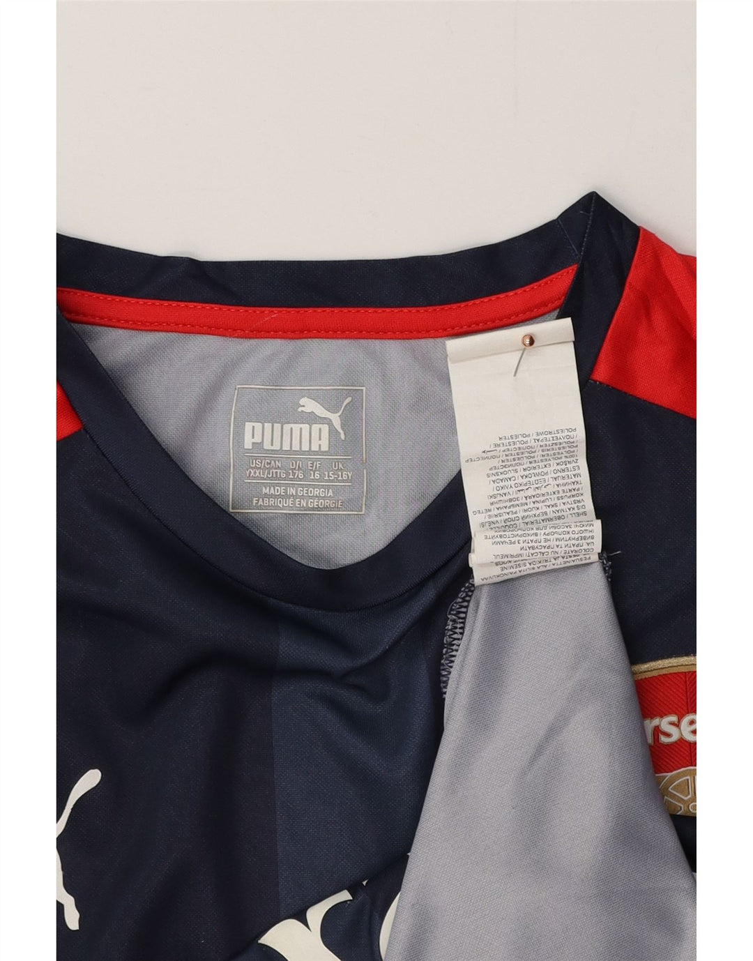 Chłopięcy T-shirt PUMA Arsenal z grafiką, 15-16 lat, granatowy, z blokami kolorów