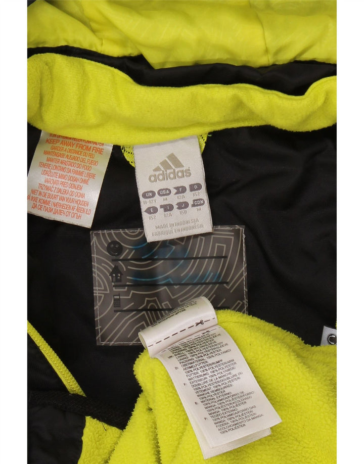 Chłopięca kurtka wiatrówka ADIDAS z kapturem, 11-12 lat, w kolorze czarnym