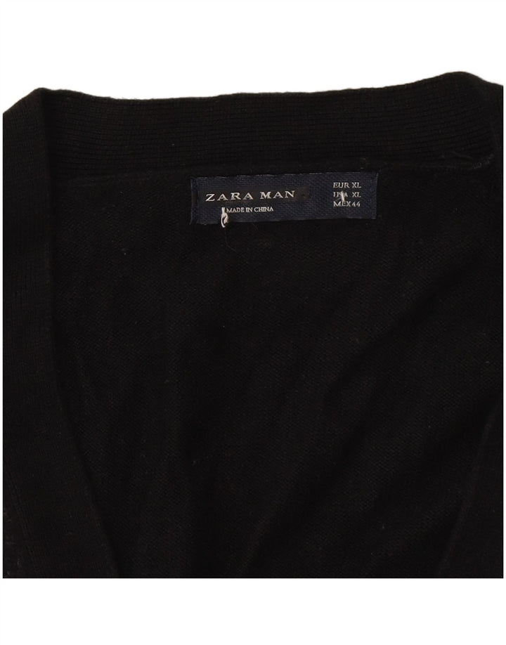 Zara Męski sweter rozpinany XL, czarny, z blokami kolorów