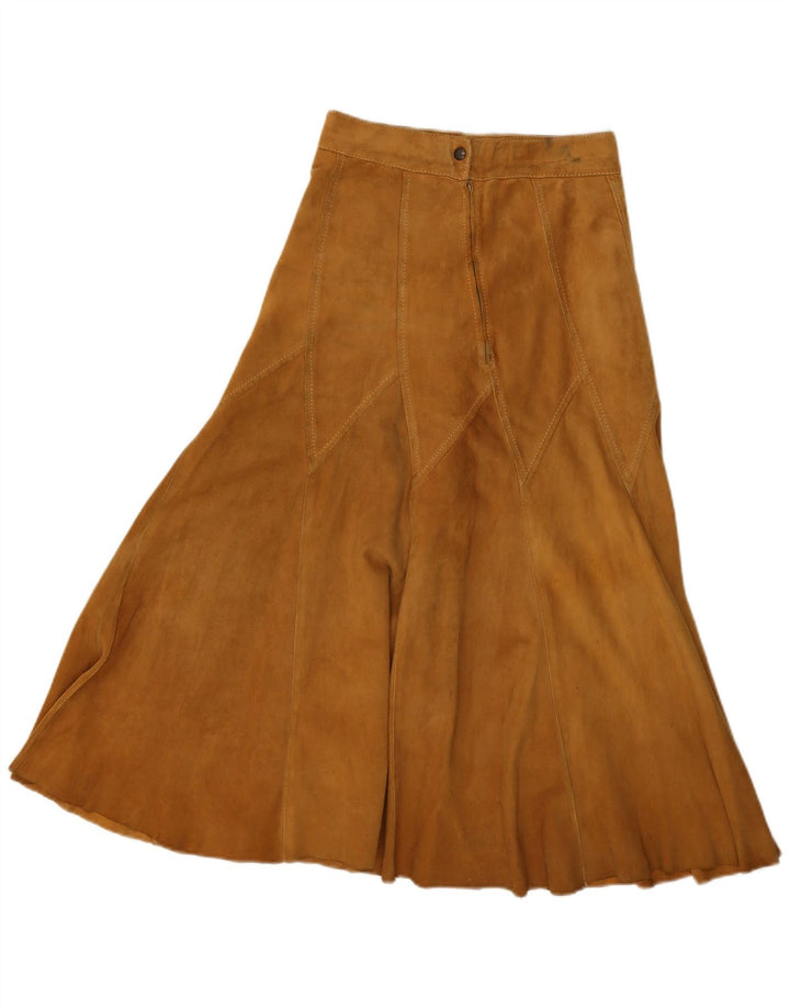 Vintage damska zamszowa rozkloszowana spódnica W26 Small Brown