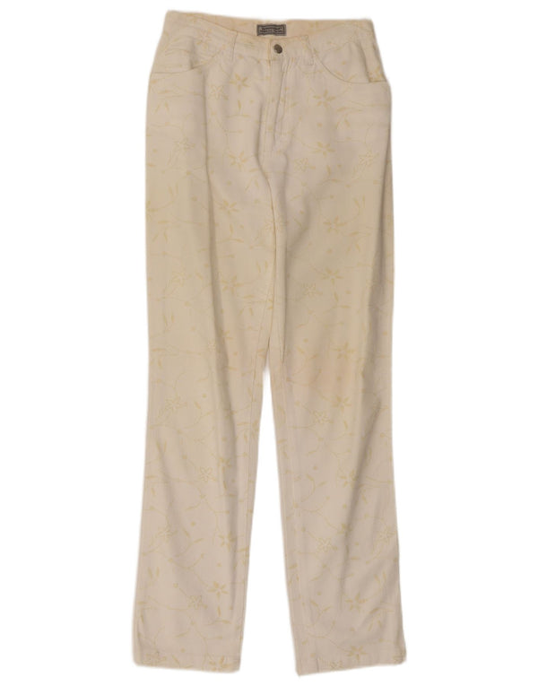 Fendissime Womens Regular Regular Fit Trousers W27 L29 White Floral Classic