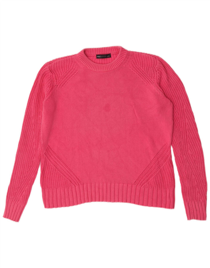 Marks & Spencer Damski sweter oversize z okrągłym dekoltem, UK 10, mały, różowy