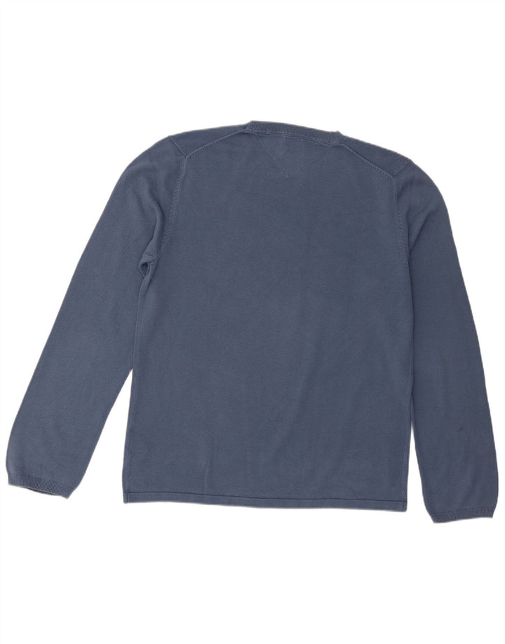 Męski sweter z okrągłym dekoltem Tommy Hilfiger, duży, niebieski, bawełniany