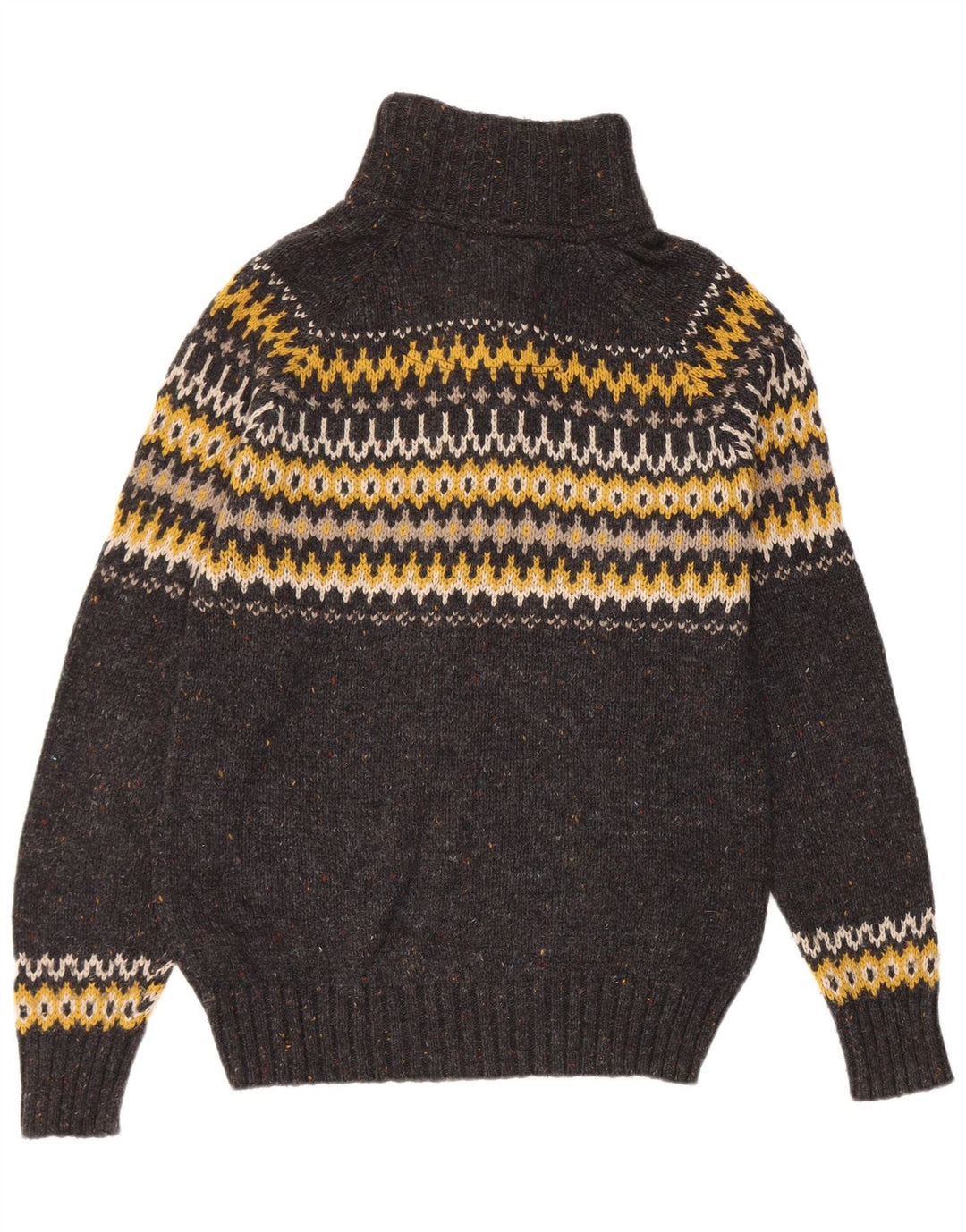Męski sweter zapinany na guziki Fat Face Średni szary Fair Isle Wool
