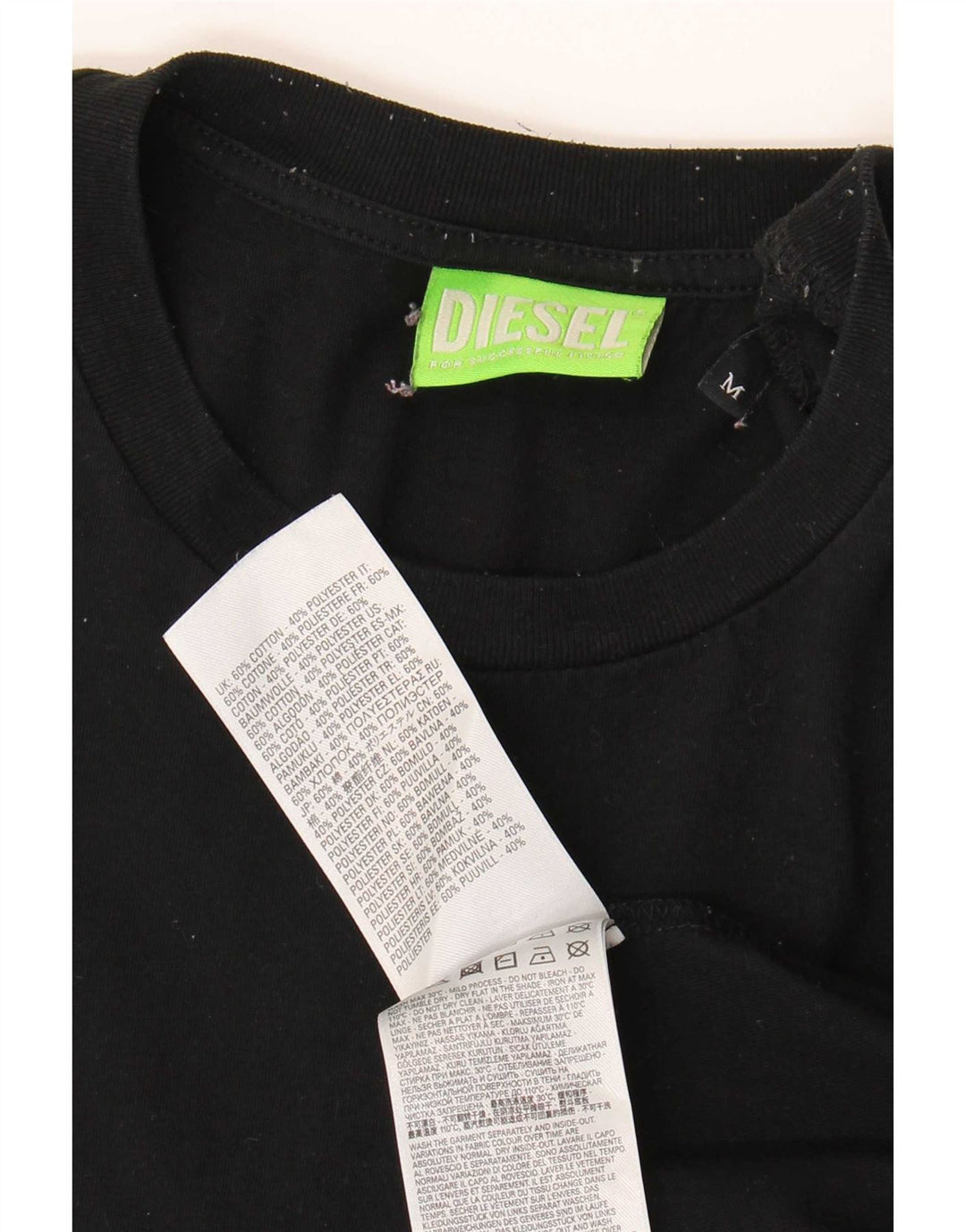 Męska koszulka z grafiką Diesel, średnia, czarna bawełna