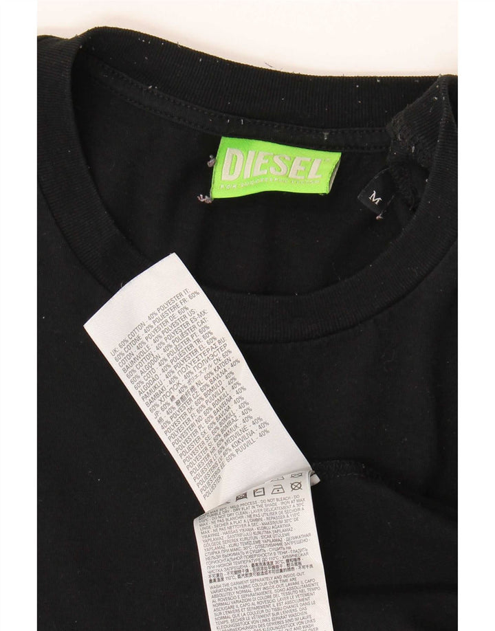 Męska koszulka z grafiką Diesel, średnia, czarna bawełna
