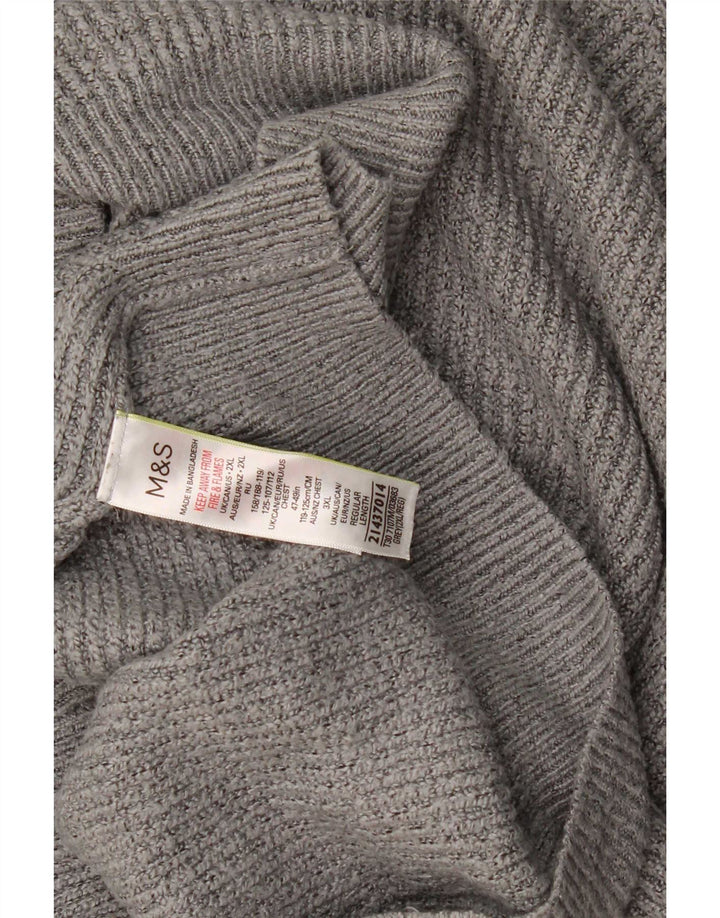 Marks & Spencer Męski sweter z okrągłym dekoltem 2XL Szary poliamid