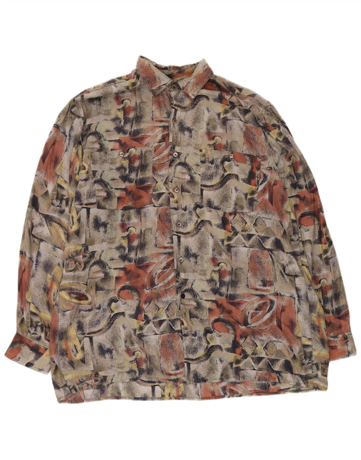 NOWA Koszula męska FAST w abstrakcyjny wzór, rozmiar 41/42, duży, wielobarwny jedwab