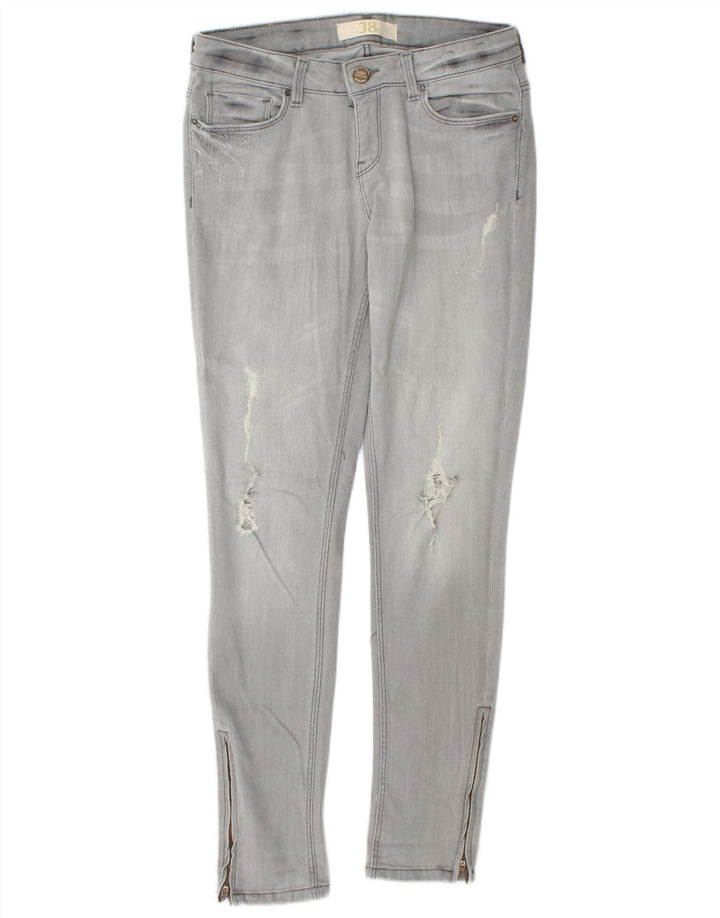 Damskie jeansy obcisłe ZARA w trudnej sytuacji EU 38 Small W28 L30 Szara bawełna