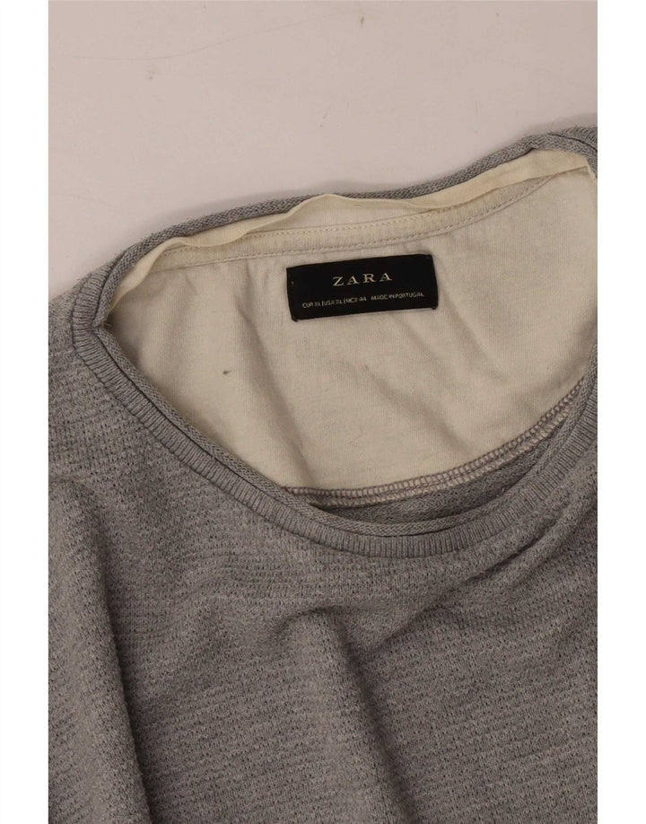 Męska koszulka T-shirt Zara XL, szary, blok kolorów
