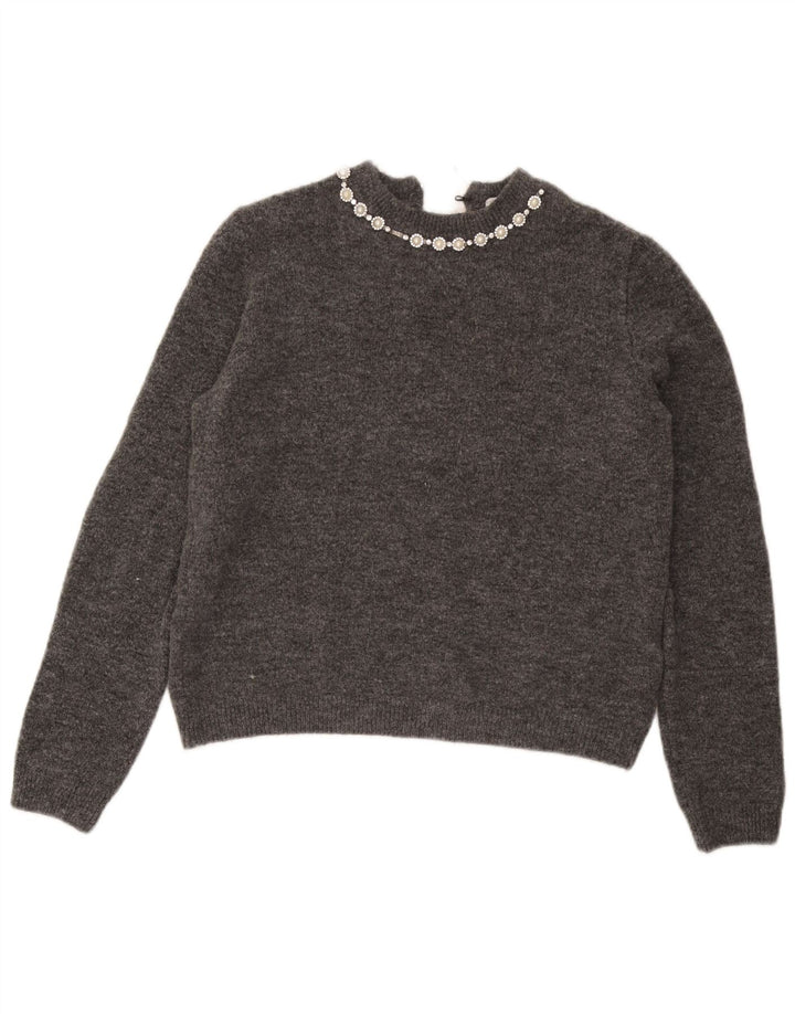 Marks & Spencer Damski sweter z dekoltem w łódkę UK 14 Średni szary akryl