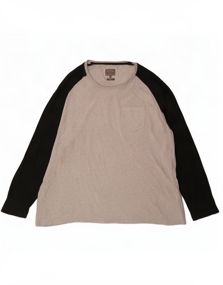 Męski top Fat Face z długim rękawem 2XL, szara, bawełniana w bloki kolorów