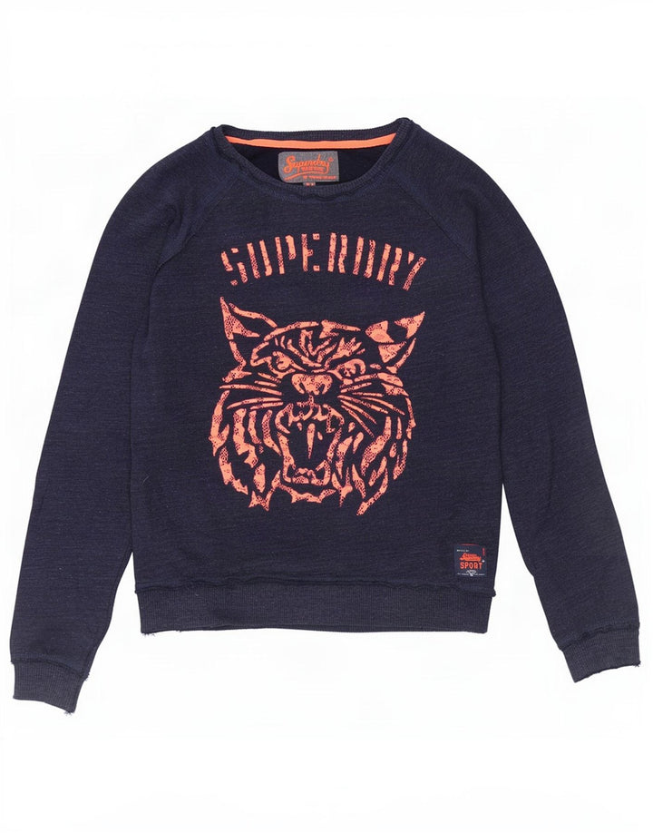 Damska bluza Superdry UK 14, średni granatowy nadruk zwierzęcy