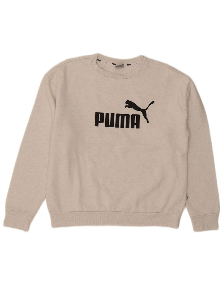 Damska bluza Puma z grafiką oversize, sweter UK 10, mała, szara bawełna