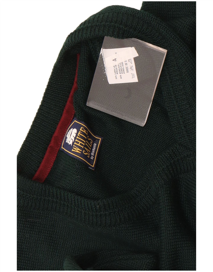 Męski sweter z dekoltem w serek White Sails, duży, zielony, wełniany