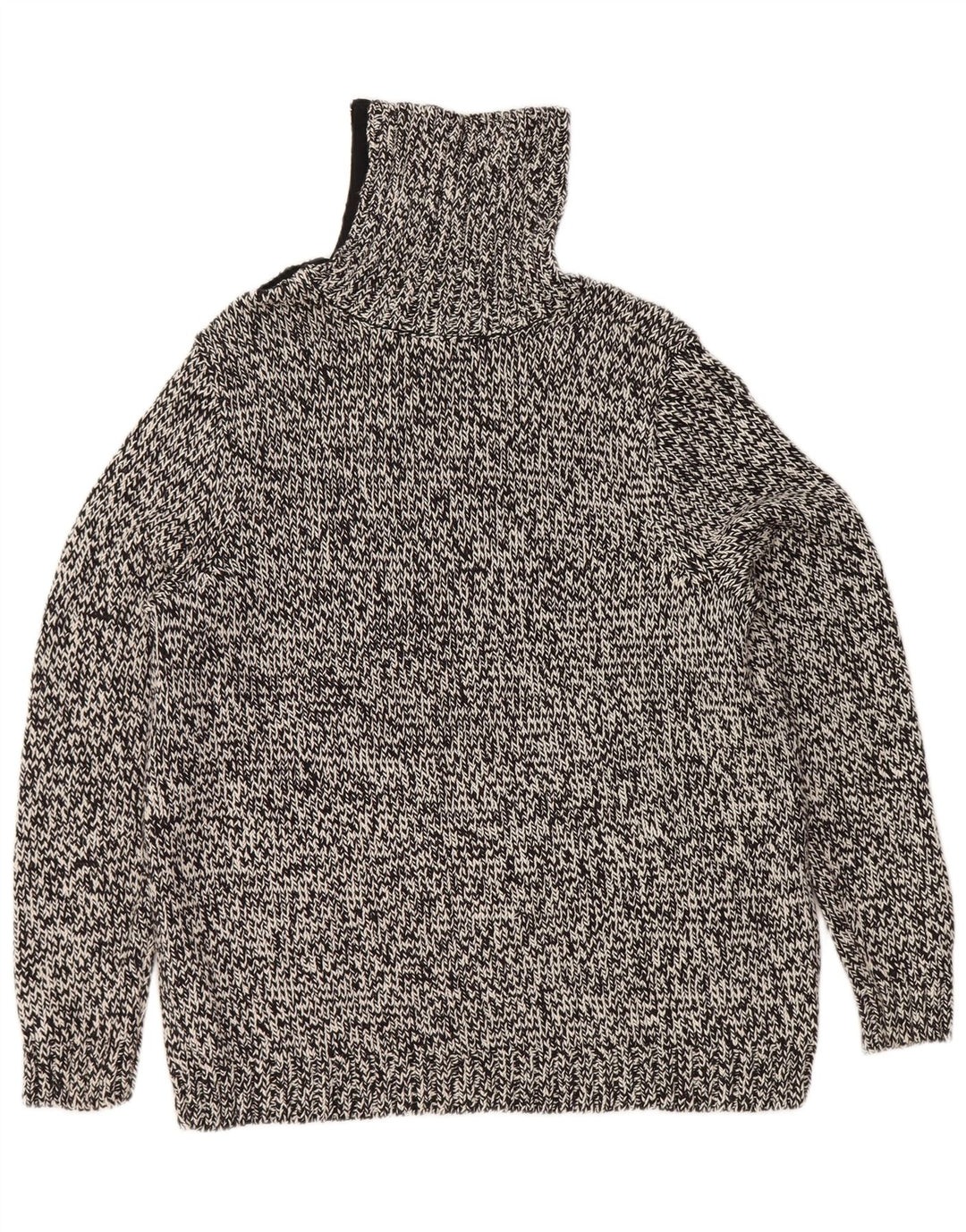 Damski sweter z wywijanym dekoltem Chaps UK 18 XL Czarna bawełniana nakrapiana