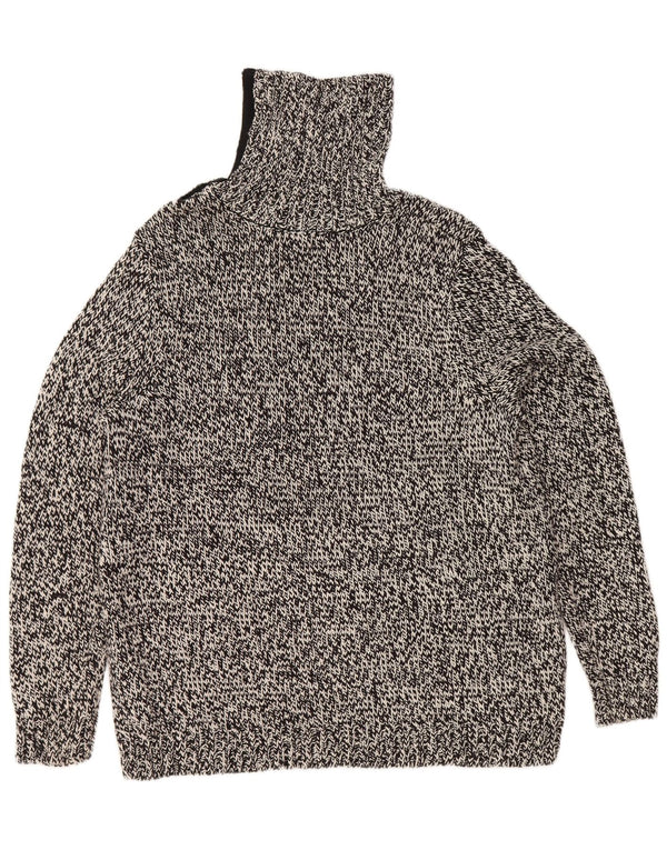 Damski sweter z wywijanym dekoltem Chaps UK 18 XL Czarna bawełniana nakrapiana