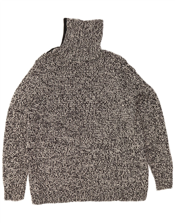 Damski sweter z wywijanym dekoltem Chaps UK 18 XL Czarna bawełniana nakrapiana