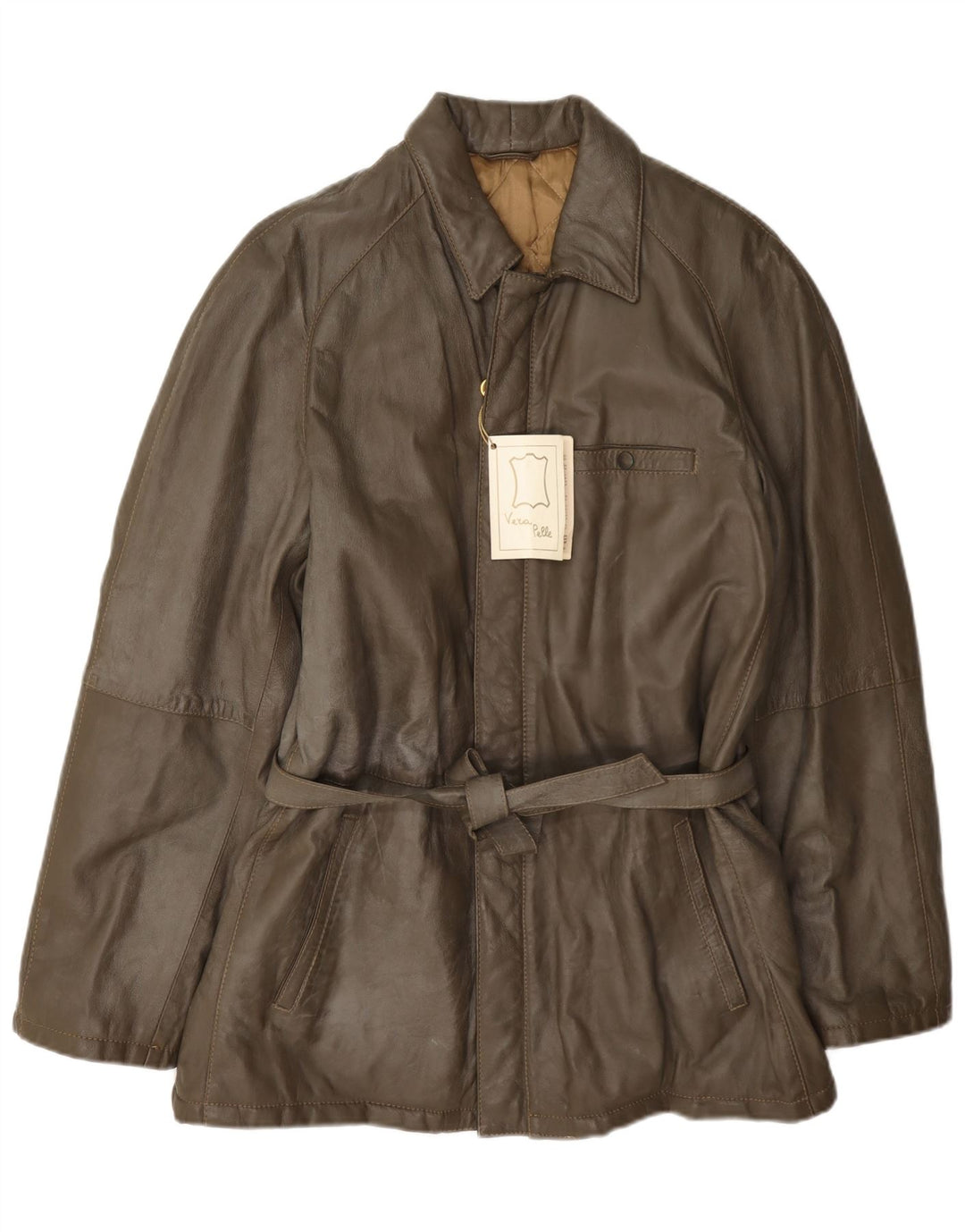 Vintage męska kurtka skórzana IT 48 Medium Khaki