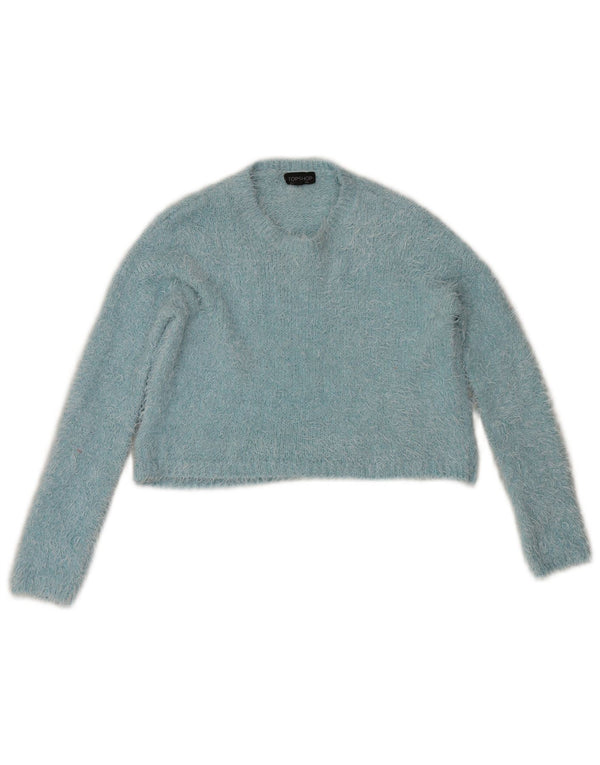 Topshop damski sweter z okrągłym dekoltem, UK 8, mały, niebieski poliester